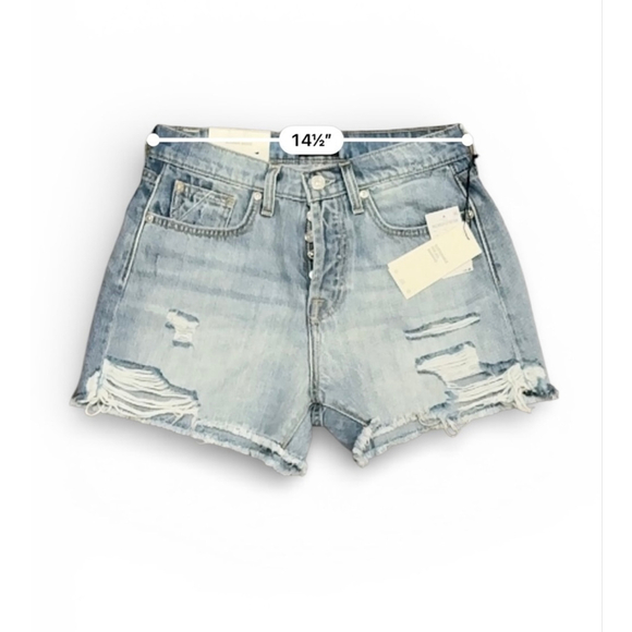 7 For All Mankind Monroe Shorts Women’s 26 Distressed Denim Cutoff Raw Hem NWT - Picture 4 of 10